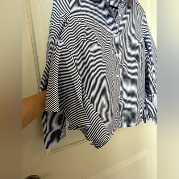English Factory - Blue/White flared back button down shirt - size S - Picture 3 of 5